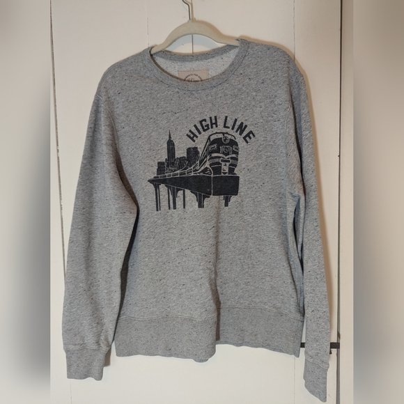🩶 J Crew size L, Men's High Line Gray Sweatshirt, artsy, NYC, subway art - Picture 1 of 12